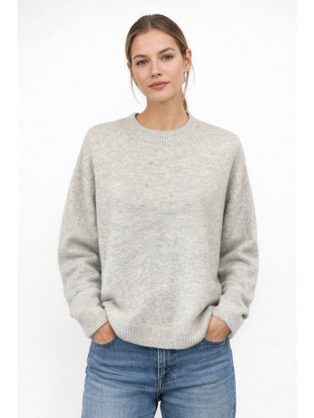 Lovers + Friends Gray Wool Blend Sweater Size Large Pullover Crewneck Oversized
